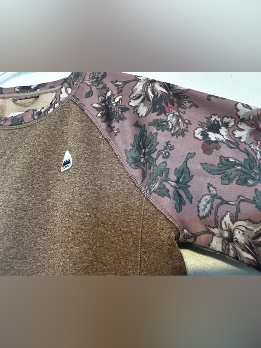 Burton Floral Raglan Sweatshirt Small Brown Earthy Cottagecore Outdoorsy Top - Picture 5 of 10